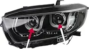 Car Lights，Compatible For Highlander 2009-2012 Kluger LED Headlight Assembly Upgrade Angel Eyes Design Bifocal Lens Signal Lamp Accessories(No Light Source)