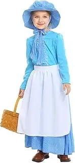 Costume Bay Girls Pioneer Olden Days Costume Pilgrim Frontier Colonial Victorian Book Week Historical Dress Cotton Material School Event Educational Play Attire