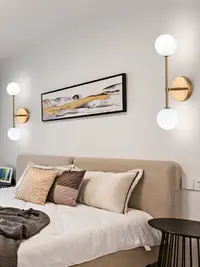 在飛比找樂天市場購物網優惠-北歐壁燈輕奢創意簡約現代金色LED壁燈客廳背景墻壁燈臥室床頭