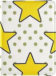 [Amooorous] Yellow Stars Dot Yellow Leather decorative passport holder for travel family Wallet Combo Passport Cover Holder Wallet Case Lightweight, yellow stars dot yellow, 1 size