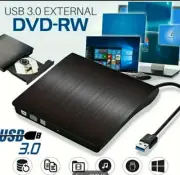 Ultra-Slim Portable CD/DVD RW Drive - High-Speed USB 3.0 External Burner Reader