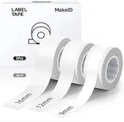 Makeid Label Tape Refill, 3 Pack of Continuous Label Paper (3 White), Compatible with MakeID L1 Q1 E1 Label Maker Machine