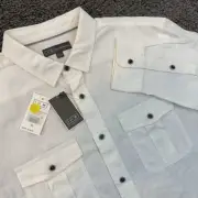 IKE By Ike Behar Linen Blend Long Sleeve Button Up Workshirt XL