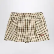 [Mini Rodini] Beige shorts with check pattern 140/146 CM Beige