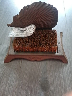 Hedgehog Shaped Cast Iron Shoe Scraper Boot Brush Brown