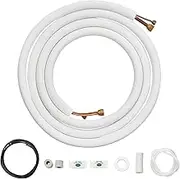 VEVOR 4876.8mm Mini Split Line Set, 6.4 & 12.7mm O.D Copper Pipes Tubing and Triple-Layer Insulation, for Air Conditioning or Heating Pump Equipment & HVAC with Rich Accessories (18ft Connection Cable