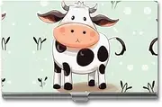 [VFMKT] Slim Metal Business Card Holder Portable Business Card Case Pocket Name Card Holder Cute Cow Polka Dot Wallet for Men Women Office Travel, style, One Size