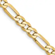 14K Yellow Gold 30 inch 4.75mm Flat Figaro with Lobster Clasp Chain Necklace
