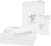 Cooling Bed Sheets Set - 100% Bamboo Viscose Set, Luxuriously Breathable & Silky Soft Bamboo Sheet Set,Bed Sheets 4 Piece Set,16 Inch Deep Pocket, Machine Washable,Wrinkle Free (Queen, White)