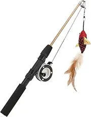 Cat Toy, Realistic Fish Shape Design, Fishing Rod, Retractable Design, Cat Toy for Chewing Cat Toys (Red Fish + Fishing Rod)