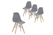 Design Square Set Of 4 Replica Dining Chair Eiffel Design Wooden Legs - Grey