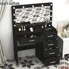 Dressing Table With 11 LED Light Mirror Drawers Makeup Desk Vanity Table Bedroom