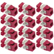 12x Cat5e RJ45 Network LAN Ethernet Keystone Jack 180° Degree 110 Punch Down Red