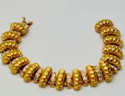 Rare Signed Jackie Kennedy JBK Vintage New Gold Plated 60 Crystal Bracelet 7”