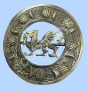 SC Scottish Fly Plaid Brooch Welsh Dragon Antique Finish 3"/Celtic Pin Brooches