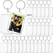 [Junkin] 500 Pcs Acrylic Blank Photo Graduation Keychain Bulk Rectangle Insert Blank Keyring Clear Photo Frame Keychain Acrylic Keychain Picture Holder for DIY Craft Family Gifts, 2.2 x 1.6 Inch, Transparent, One size