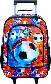 [ZLYERT] 2PCS Luggage for Girls Boys, Unicorn Kids Carry on Suitcase for Children, Dinosaur Suitcases with Set 12" Toddler Backpack, Soccer Red, One size
