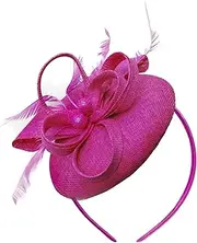 [Caprilite] Bead Round Pillbox Loop Sinamay Headband Fascinator for Women Wedding Ascot Races