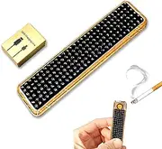 Rhinestone Lighter Electric Lighter Rechargeable Bling Glitter USB Lighter Flameless Girls Lighter for Women (Black)