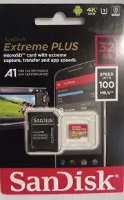 SanDisk 32GB microSD Extreme Capture 100MB/s A1 4K U3 memory card w Adapter