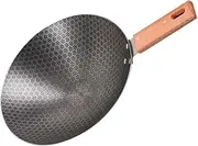 Mipcase Small Iron Wok Pan Non-Stick Outdoor Cooking Frying Pan for Gas Stove for BBQ Steaks and Vegetables Ergonomic Design