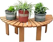 Wooden Slatted Bench Garden Tree Surround Bench Seating Chair, Weatherproof Durable Outdoor Bench Park Benches for Porch/Patio/Lawn/Yard/School, Easy to Move(Half Round)