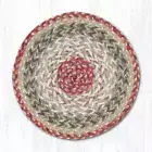 Set of 2 Braided JuteRound Placemat/Trivet/Swatch.GREEN, BURGUNDY.Earth Rugs.10"