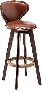 Vintage Bar Stools 360° Swivel Barstools with Back and Footrest Tall Stool PU Leather Bar Chairs Upholstered Chairs for Home