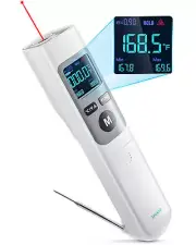 2-in-1 Infrared Thermometer with Meat Probe - IR Laser Thermometer for Cooking