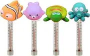 Floating Pool Thermometer - 4pcs Animals Design Bath Temp Sensor for Baby, Accurate and Easy-Read Water Temperature Gauge for Ice Bath, Cold Plunge, Spa, Pond, Hot Tub, Outdoor & Indoor Swimming Pools