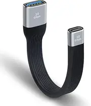 Poyiccot USB C Female to USB Female Adapter, USB 3.1 Type C to Type A Extender Cable, 10Gbps Data Transfer, Soft Flat Design, Compatible with iPhone, MacBook, Power Bank, Galaxy,13cm