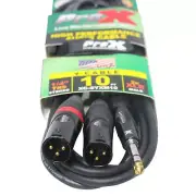 ProX XC-SYXM10 10 Ft. High Performance Y Cable 1/4" TRS-M Stereo to Dual XLR3-M