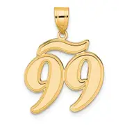 14k Yellow Gold Brushed Border Script Number 99 Pendant