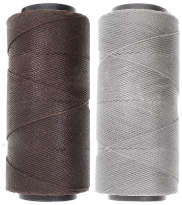2 Knot It Waxed Polyester Cord 1mm Diameter 144M Spools Cedar Brown, Light Grey