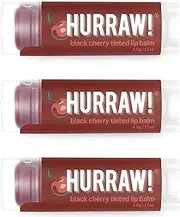 Hurraw! 3 Pack Cherry Lip Balm - (Pure Red Tint) Organic, Certified Vegan, Cruelty Free and Gluten Free - 100% Natural Ingredients - No Bees, Soy or Palm Tree.