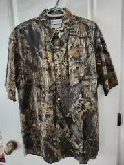 Columbia Mossy Oak Green Break Up Country Vented Button Up Shirt Men's Size M