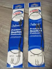 4 Snelled Eagle Claw 5/0 Striped Bass Fish Hooks - 18" Nylawire Leader & Swivels