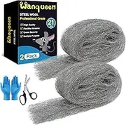 Steel Wool Mice Control 4'' * 21' Total Rodent Control Fill Fabric, Steel Wool Pads Mouse Blocker Keep Mice Away from Holes Wall Cracks Gaps(2 Rolls)