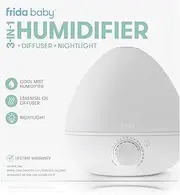 Frida Baby 3-in-1 Cool Mist Humidifier for Baby | Diffuser + Nightlight, Baby Humidifier for Bedroom, Nursery + Large Rooms, Quiet, Auto Shut Off, Runs 12+ hrs