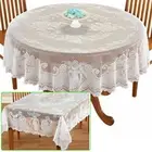 White Table Cloth Cover Tablecloth Round Square Rectangle Plastic Lace Pattern