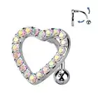 Piercing Navel Inverse Heart Rhinestones Aurore Borealis