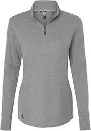 [adidas] Womens 3-Stripes Quarter-Zip Sweater, 3XL, Grey Three Melange