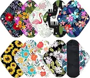 7pcs Set 1pc Mini Wet Bag +6pcs 8 Inch Charcoal Bamboo Mama Cloth/Menstrual Pads/Reusable Sanitary Pads/Panty Liners