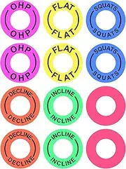 1.5 Inch Power Squat Rack Barbell Magnetic Position Markers Reminders Labels for Home Gym & Garage Gyms - Squat Rack Magnets Identifier Rings for Bench Press, Squat, Overhead Press 12 Pcs