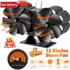 Fireplace Fan With Thermometer Heat Circulation Silent Wood Burner Log Fan NEW U