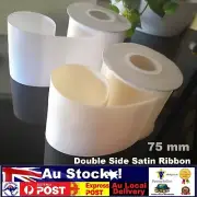 75mm wide Double Sided Satin car Ribbon 75 mm white ivory 1M