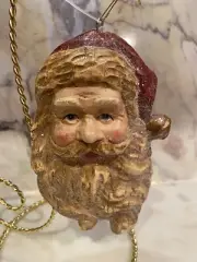 old world christmas santa ornament wood carved Resin / Large For Display or Tree