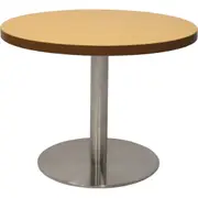 Rapidline Round Coffee Table D600 x H425mm Beech Top Stainless Steel Disc Base