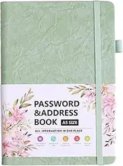 Meunmro Password Book with Alphabetical Tabs, B6 Hardcover Password Keeper Book, Password Notebook Organizer for Computer Website Login Password Saving Management (Green)