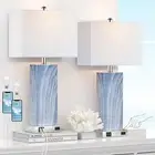 Touch Control Table Lamps with White Fabric Shade Set of 2, 3-Way Dimmable Moder